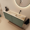 MONDIAZ TURE-DLUX Meuble toilette - 100cm - Army - EDEN - vasque Frappe - position droite - sans trou de robinet SW1102654