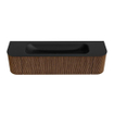 MONDIAZ KURVE 170cm Meuble salle de bain avec module 25 G et D - couleur Walnut - 1 tiroir - 2 portes - vasque BIG LARGE centre - 1 trou de robinet - Urban SW1138513