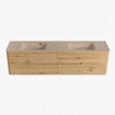Mondiaz CIRO-DLUX Badkamermeubelset - 190x45x50cm - Solid surface wastafel Arena - 2 wasbak Dubbel - zonder kraangaten - 4 lades - Oak SW1531387