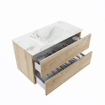 MONDIAZ VICA-DLUX Ensemble meuble de salle de bains - 90cm - meuble bas Washed oak - 2 tiroirs - lavabo encastré Cloud au centre - sans trous de robinet - version haute 60cm - frape SW1088787