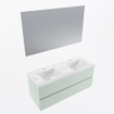 Mondiaz VICA ensemble de meuble de salle de bain - 120cm - meuble sous-vasque greey - 2 tiroirs - lavabo denia double - 2 trous de robinet - couleur Blanc Brillant - miroir LED - version XL 60cm de haut SW1091955