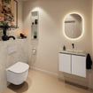 MONDIAZ TURE-DLUX meuble WC 60 cm Linen. EDEN lavabo Opalo position droite. Sans trou de robinet. SW1104376