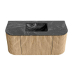 MONDIAZ KURVE-DLUX 100cm Meuble salle de bain avec module 25 G et D - couleur Oak - 1 tiroir - 2 portes - vasque GRUNNE centre - 1 trou de robinet - couleur Lava SW1138084