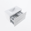 MONDIAZ VICA meuble sous lavabo 80cm Talc 2 tiroirs. Lavabo CLOUD central sans trou de robinet, couleur Talc. SW1381795