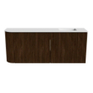 Mondiaz JOYA 101.6cm meuble de toilette - arrondi gauche couleur Noyer - Vasque FAYE position Droite 1 trou de robinet couleur Talc SW1421339