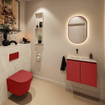 MONDIAZ TURE-DLUX Meuble toilette - 60cm - Fire - EDEN - vasque Ostra - position gauche - sans trou de robinet SW1104858