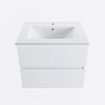 MONDIAZ VICA 60cm meuble sous lavabo Talc 2 tiroirs. Lavabo DENIA centre 1 trou de robinet, couleur Blanc Brillant. SW1381832