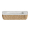 MONDIAZ KURVE-DLUX 170cm Meuble salle de bain avec module 25 G et D - couleur Oak - 1 tiroir - 2 portes - vasque BIG LARGE centre - 1 trou de robinet - couleur Opalo SW1137591