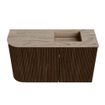 Mondiaz JOYA-DLUX 71.6cm toiletmeubel - ronding links kleur Walnut - Wastafel FAYE positie Rechts Zonder kraangat kleur Arena. SW1424357