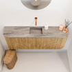 Mondiaz JOYA-DLUX 113.2cm toiletmeubel - ronding links en rechts kleur Oak - Wastafel FAYE positie Midden Zonder kraangat kleur Oza. SW1424163