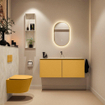 MONDIAZ TURE-DLUX Meuble toilette - 120cm - Ocher - EDEN - vasque Ostra - position centrale - sans trou de robinet SW1104967