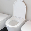 QeramiQ Dely Pack WC suspendu - 36.3x51.7cm - à fond creux - sans bride - avec abattant slim - Blanc brillant SW543431