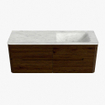 Mondiaz CIRO-DLUX Badkamermeubelset - 130x45x50cm - Solid surface wastafel Opalo - 1 wasbak Rechts - 1 kraangat - 4 lades - Walnut SW1530510