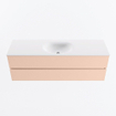 Mondiaz VICA ensemble de meuble de salle de bain - 150cm - meuble sous-vasque rosee - 2 tiroirs - lavabo moon milieu - 1 trou de robinet - version haute de 60cm - talc SW1080388