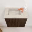 Mondiaz JOYA-DLUX Meuble de salle de bains - 40cm - couleur Walnut - Vasque FAYE position Gauche 1 trou de robinet couleur Opalo SW1422514