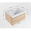 Mondiaz BUKLA Ensemble de meuble - 60x45x34cm - 0 trous de robinet - lavabo centré - solid surface - Urban - sans poignée - 1 tiroir - Mélamine - Chêne blanchi SW704788
