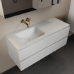 Mondiaz AIVY Ensemble de meuble - 120x45x50cm - 0 trous de robinet - 1 vasque Talc Solid surface - Gauche - 2 tiroirs - avec miroir - MDF Talc SW892220
