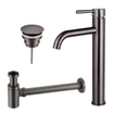 Fortifura Calvi Kit mitigeur lavabo - robinet rehaussé - bonde non-obturable - siphon design bas - PVD Gunmetal SW891951