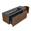 MONDIAZ KURVE-DLUX 125cm Meuble salle de bain avec module 25 D - couleur Walnut - 1 tiroir - 1 porte - vasque BIG MEDIUM gauche - sans trou de robinet - couleur Lava SW1137237