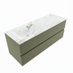 MONDIAZ VICA-DLUX Ensemble meuble de salle de bains - 130cm - meuble bas army - 2 tiroirs - lavabo encastré cloud gauche - sans trous de robinet - version haute 60cm - frape SW1088714