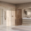 BRAUER Oblivion Inloopdouche - 90x200cm - 30 cm zijwand - glascoating - brons glas - geborsteld goud PVD SW1417915