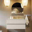 Mondiaz VICA-DLUX ensemble de meuble de salle de bain - 100cm - meuble sous-vasque lin - 2 tiroirs - lavabo encastré cloud droite - 1 trou de robinet - version haute de 60cm - opalo SW1087936