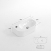 QeramiQ Blend Lavabo pour WC - 40x22x12cm - nervuré - semi‑rond - trou de robinet à gauche - céramique - blanc brillant SW1522206
