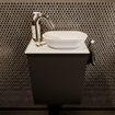 Mondiaz Fowy Meuble de toilette - 40x50x23cm - urban mat - 1 trou de robinet - lavabo à droite - 1 porte - solid surface - plan MDF - lavabo : blanc SW760836