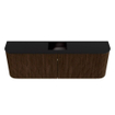 Mondiaz JOYA 123.2cm meuble de salle de bains - arrondi gauche et droite couleur Walnut - Vasque FAYE position Milieu Sans trou de robinet couleur Urban SW1421373