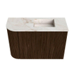 Mondiaz JOYA-DLUX 61.6cm toiletmeubel - ronding links kleur Walnut - Wastafel FAYE positie Rechts 1 kraangat kleur Frappe. SW1422330