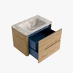 Mondiaz CIRO-DLUX Ensemble de meubles de salle de bains - 70x45x50cm - lavabo solid surface Frappe - 1 vasque au milieu - 1 trou de robinet - 2 tiroirs - Chêne SW1530789