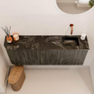 Mondiaz JOYA-DLUX Meuble de salle de bains 111,6cm - arrondi gauche couleur Shadow - Vasque FAYE position droite Sans trou de robinet couleur Lava SW1422889