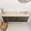 Mondiaz JOYA-DLUX Meuble de salle de bains 101,6cm - arrondi gauche couleur Shadow - Vasque FAYE position Droite 1 trou de robinet couleur Frappe SW1422736