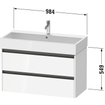 Duravit Ketho 2 meuble sous-lavabo avec 2 tiroirs 98.4x46x54.9cm avec poignées chêne anthracite noir mat SW772007