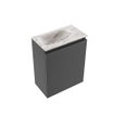 MONDIAZ TURE-DLUX Meuble toilette - 40cm - Dark Grey - EDEN - vasque Glace - position gauche - sans trou de robinet SW1103225