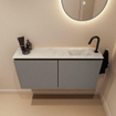 MONDIAZ TURE-DLUX Meuble toilette - 100cm - Smoke - EDEN - vasque Opalo - position droite - 1 trou de robinet SW1126212