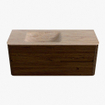 Mondiaz CIRO-DLUX Badkamermeubelset - 120x45x50cm - Solid surface wastafel Saba - 1 wasbak Links - zonder kraangaten - 2 lades - Walnut SW1530686