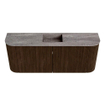 Mondiaz JOYA-DLUX 103.2cm toiletmeubel - ronding links en rechts kleur Walnut - Wastafel FAYE positie Midden Zonder kraangat kleur Oza. SW1424622