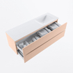 Mondiaz VICA ensemble de meuble de salle de bain - 150cm - meuble sous-vasque rosee - 2 tiroirs - lavabo cloud droite - sans trous de robinet - version haute de 60cm - talc SW1083402