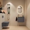 MONDIAZ TURE-DLUX Meuble toilette - 60cm - Dark Grey - EDEN - vasque Opalo - position gauche - 1 trou de robinet SW1104290