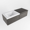 MONDIAZ BUKLA 120cm ensemble de meuble avec module 60 couleur Marron Foncé avec 2 tiroirs. Lavabo CLOUD à gauche 1 trou de robinet couleur Talc. SW1382008