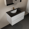 Mondiaz AIVY Ensemble de meuble - 80x45x50cm - 1 trou de robinet - 1 vasque Urban Solid surface - Centre - 2 tiroirs - avec armoire de toilette - MDF Talc SW892292