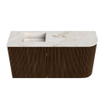 Mondiaz JOYA-DLUX Meuble de toilette 81,6cm - arrondi droit couleur Walnut - Vasque FAYE position Gauche Sans trou de robinet couleur Frappe SW1422321