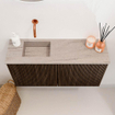 Mondiaz JOYA-DLUX 80cm meuble de toilette - couleur Walnut - Vasque FAYE position Gauche Sans trou de robinet couleur Saba. SW1424654