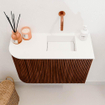 Mondiaz JOYA 61.6cm toiletmeubel - ronding links kleur Ruby - Wastafel FAYE positie Rechts Zonder kraangat kleur Talc. SW1421753