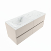 Mondiaz VICA-DLUX ensemble de meuble de salle de bain - 120cm - meuble sous-vasque lin - 4 tiroirs - lavabo encastrée nuage gauche - sans trous de robinet - version haute de 60cm - opalo SW1087973