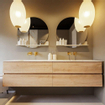 MONDIAZ VICA-DLUX Ensemble meuble de salle de bains - 200cm - meuble bas Washed oak - 4 tiroirs - lavabo encastré cloud double - sans trous de robinet - version haute 60cm - frape SW1088814