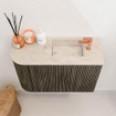 Mondiaz JOYA-DLUX 61.6cm toiletmeubel - ronding links kleur Shadow - Wastafel FAYE positie Rechts 1 kraangat kleur Frappe. SW1422721