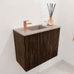 Mondiaz JOYA-DLUX 50cm toiletmeubel - kleur Walnut - Wastafel FAYE positie Links 1 kraangat kleur Saba. SW1424624