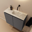 MONDIAZ TURE-DLUX Meuble toilette - 60cm - Dark Grey - EDEN - vasque Ostra - position droite - sans trou de robinet SW1104814